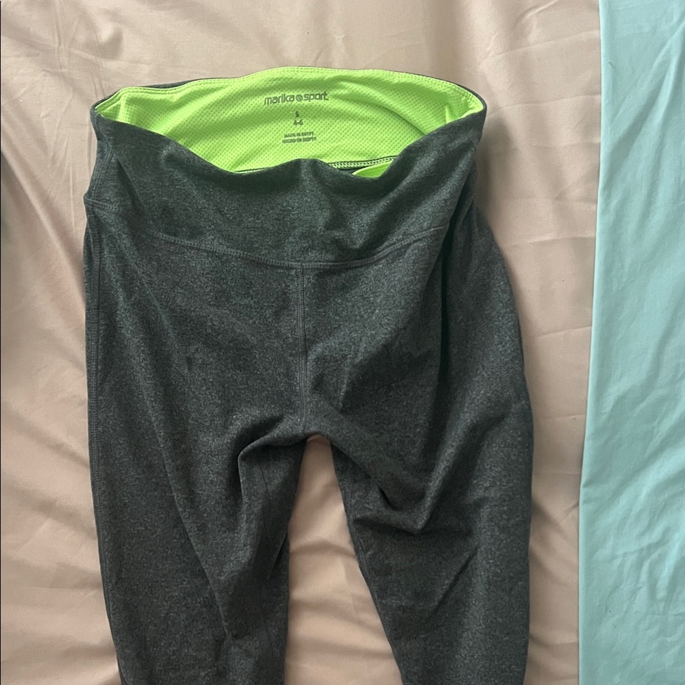 Nike Kids Charcoal Leggings with Lime Waistband
